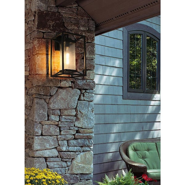 16 in. Black Outdoor Hardwired Wall Sconce with No Bulbs Included