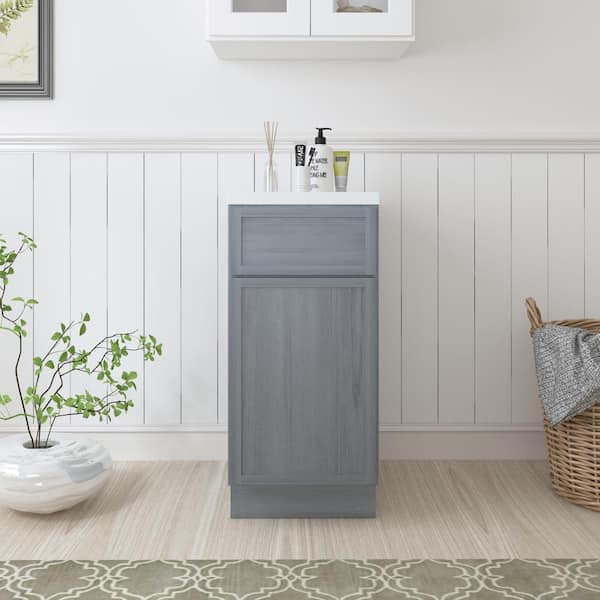 15 in. W x 21 in. D x 32.5 in. H 1-Drawer Bath Vanity Cabinet Only in Smoky Gray