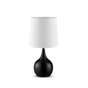 Charlie 23.5 in. Black Integrated LED Gourd Interior Lighting Table Lamp for Living Room w/White Metal Shade