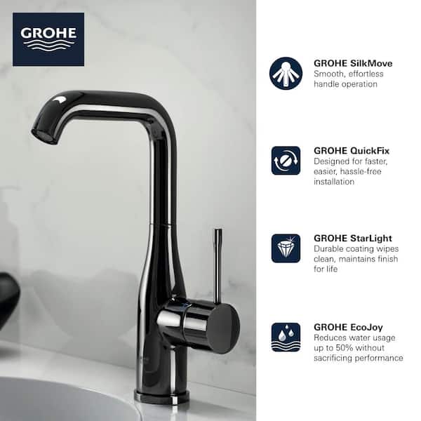 Grohe Essence L Size Single Hole Handle Bathroom Faucet With Temperature Limiter In Brushed Cool Sunrise 23486gna - How To Install Grohe Bathroom Faucet