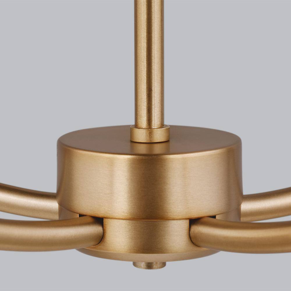 Derek Brass 5-Light Outdoor Chandelier with Opal Glass Globes