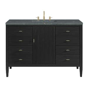 Myrrin 48.0 in. W x 23.5 in. D x 34.06 in. H Single Bathroom Vanity Carbon Oak and Parisien Bleu Quartz Top