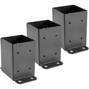 4 in. x 4 in. Post Base Deck Post Base Post Bracket Fence Post Anchor Black Powder-Coated Deck Post Base (3-Pieces)
