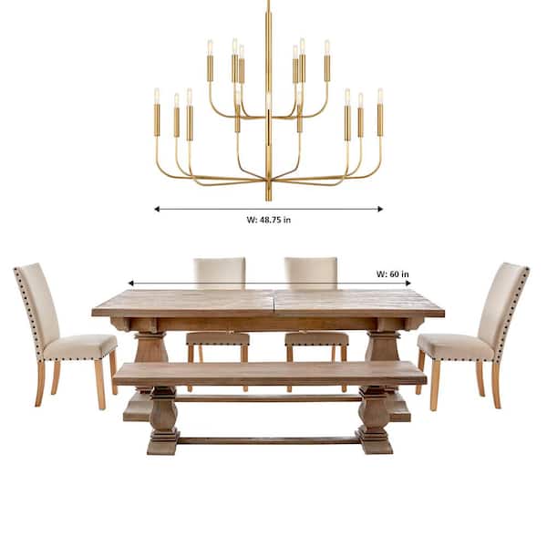 Generation Lighting - Brianna 15-Light Burnished Brass Minimalist Modern Hanging Candlestick Chandelier and Swivel Rod