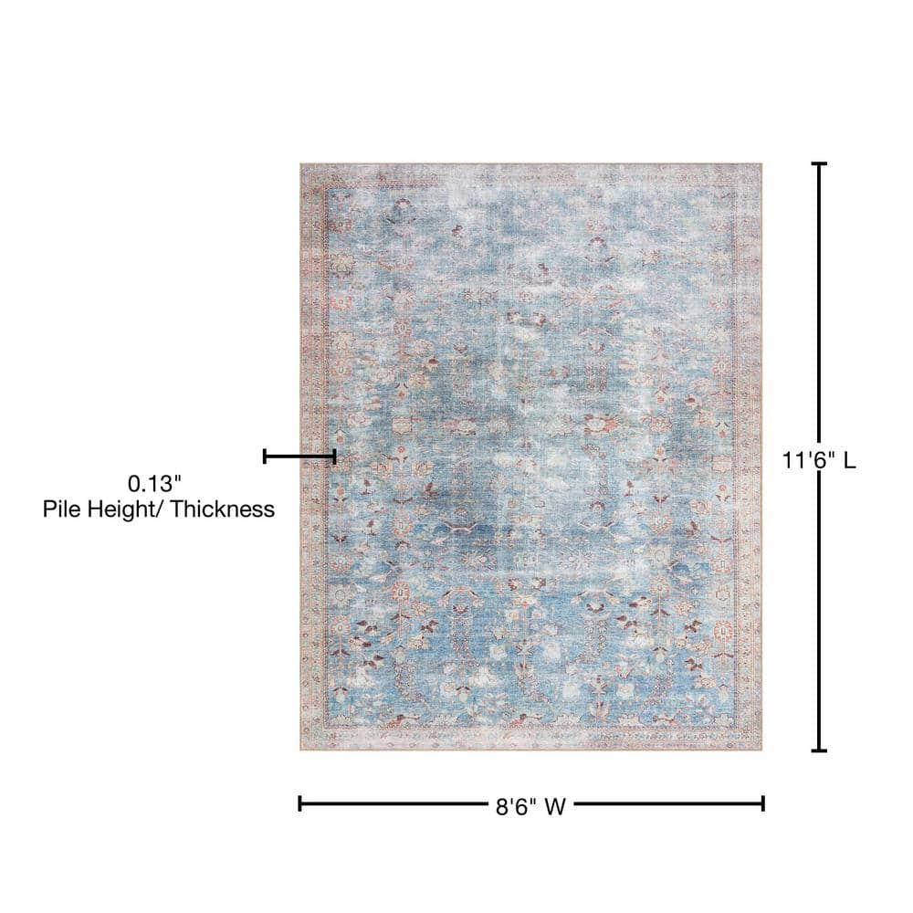 Teal and Multi Vintage Inspired Rectangular Area Rug