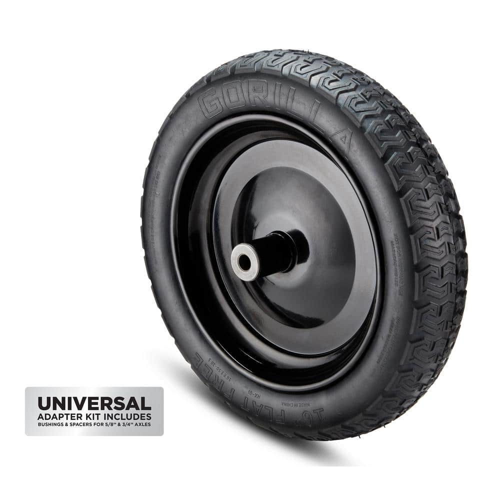 Details about   16" Flat Free Wheel Barrow Wheelbarrow Tire Solid Foam 5/8 Axle Cart Wagon NEW 