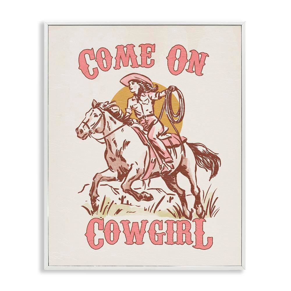 Pastel Come On Cowgirl by Victoria Barnes White Framed Typography Giclee Art Print 20 in. x 16 in. price history on PriceWatchPro