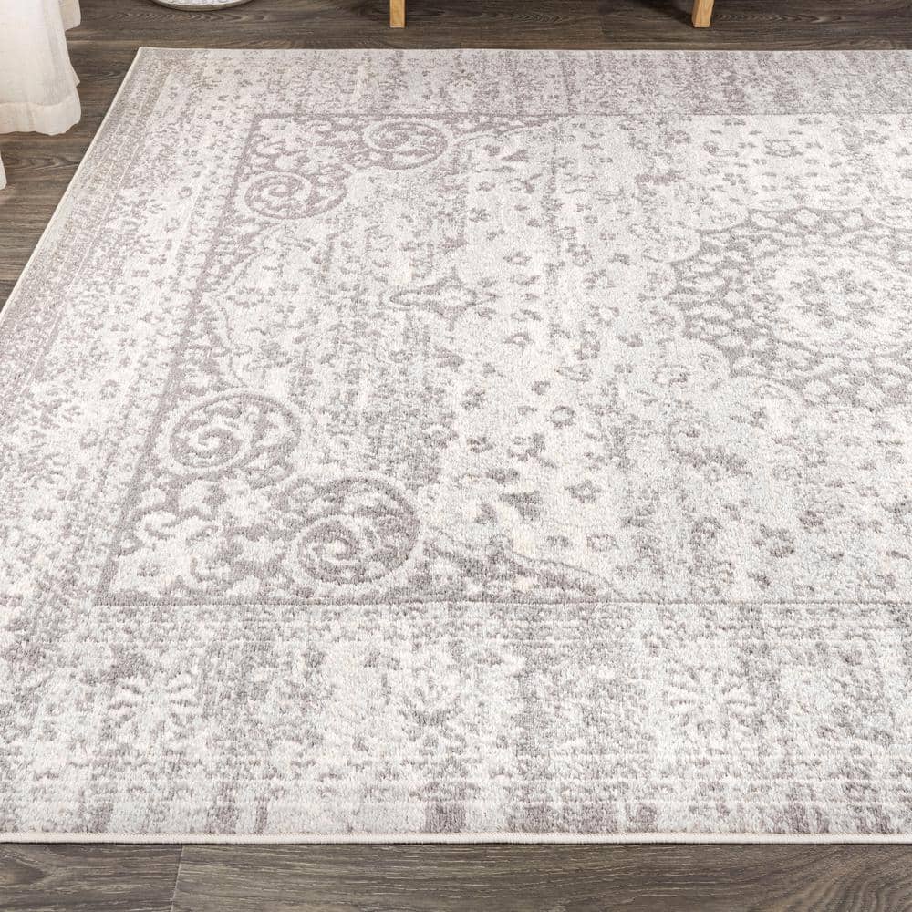Medallion Mirage Gray and Cream 8' x 10' Synthetic Area Rug
