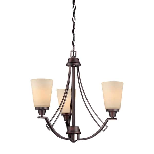 Thomas Lighting Wright 3-Light Espresso Chandelier With Champagne Glass Shades