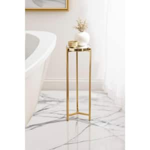 Aguilar 9.00 in. Gold Round Glass End Table