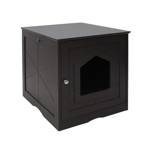 Tidoin Black Rectangle Wood Outdoor Side Table
