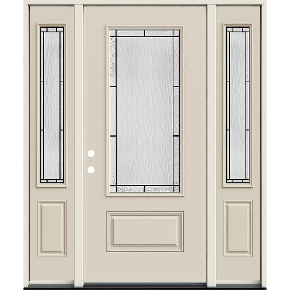 60 in. x 80 in. Right-Hand 3/4 Lite Decorative Glass Wendover Primed Fiberglass Prehung Front Door with Sidelites price history on PriceWatchPro