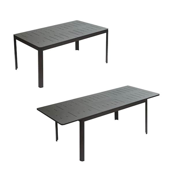 Avex Dark Brown Rectangular Aluminum 30 in. H Extendable Outdoor Dining Table