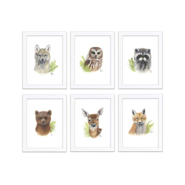 Unbranded "Woodland Littles 2" by Alyssa Lewis Set of Six White Framed Animal Art Prints 24 in. x 18 in.