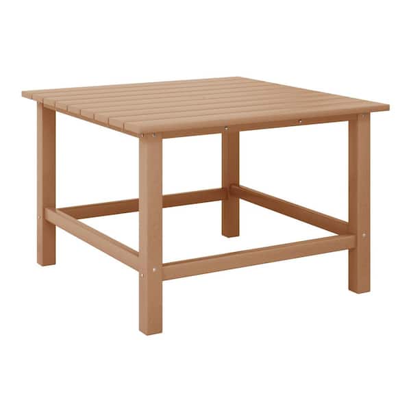 Children's Laguna Outdoor Patio All Weather Fade Resistant Kids Poly Plastic 31 in. Square Picnic Dining Table in Teak
