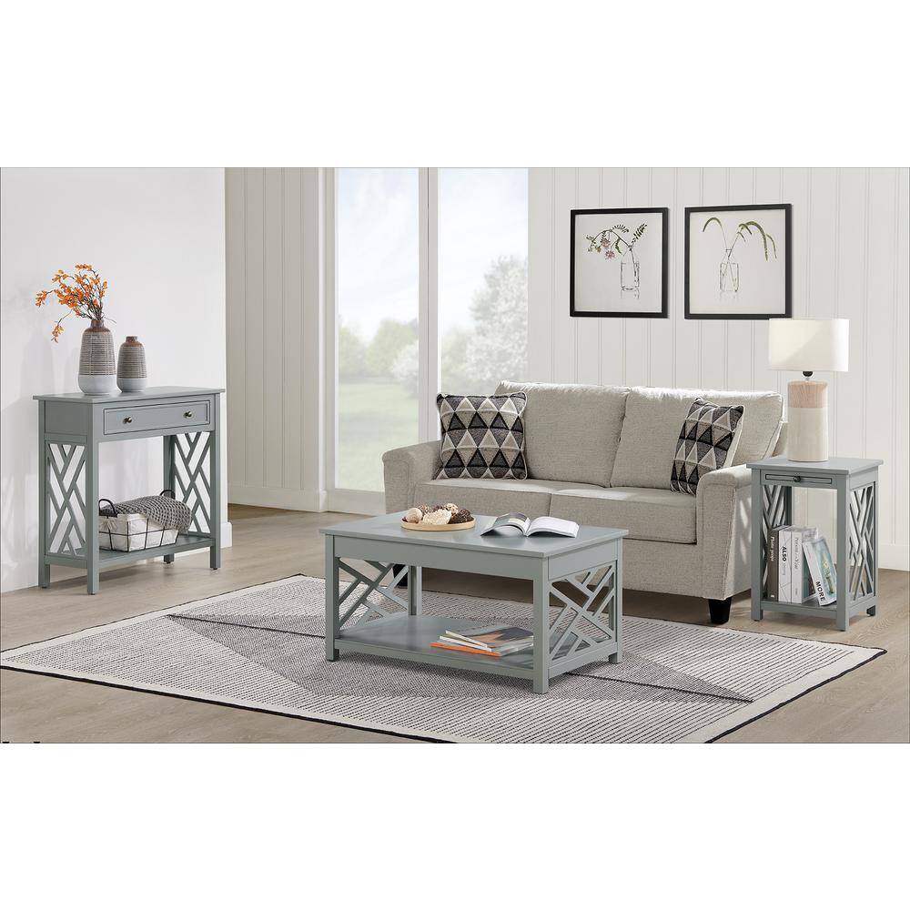 Coventry Gray Pine Wood 3-Piece Accent Table Set