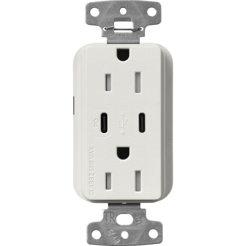 Claro 15 Amp Tamper Resistant USB Type C Duplex Receptacle, Decorator Style Outlet, Satin Finish, SCR-15-CCTR-LG, Gray price history on PriceWatchPro