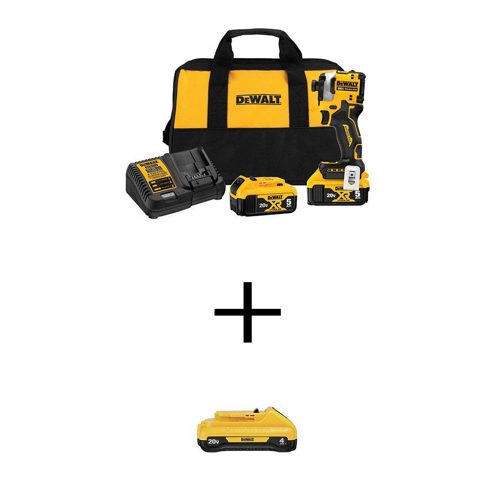 DEWALT ATOMIC 20V MAX Lithium-Ion Cordless Brushless 1/4 in. Impact ...