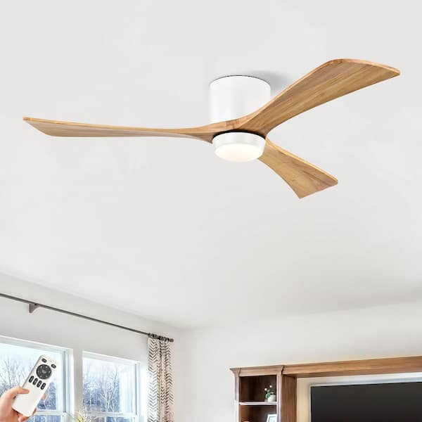 VentiLume 52 in. Indoor Matte White Low Profile Standard Ceiling Fan Light，included Remote Control and 6 Speed Levels