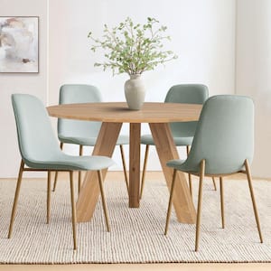 Linen Dining Chair with Oak Metal Legs (Set of 4)