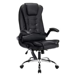 Adults luxury Big and Tall Black Faux Leather Executive Office Chair with Nonadjustable Arms Vibration Chair Massage