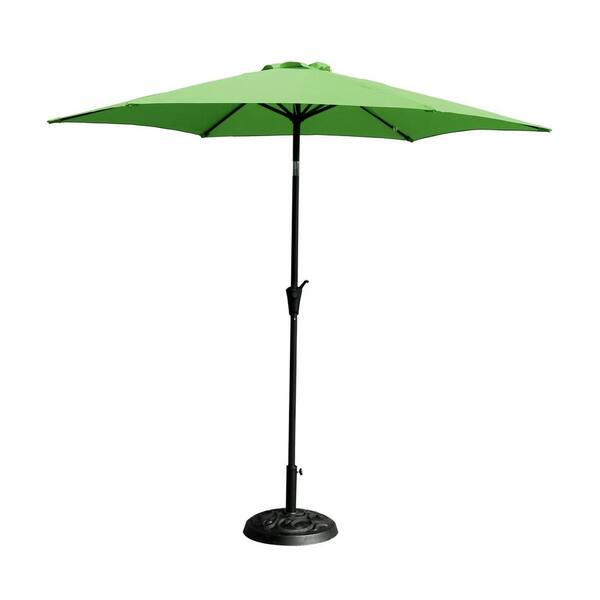 FORCLOVER 9 ft. Aluminum Market Push Button Tilt Patio Umbrella in Green with Carry Bag without Base