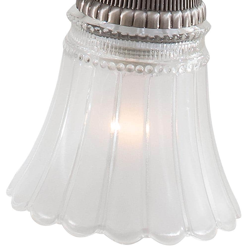 Brushed Nickel 3-Light Traditional Vanity Fixture with Etched Glass Shades