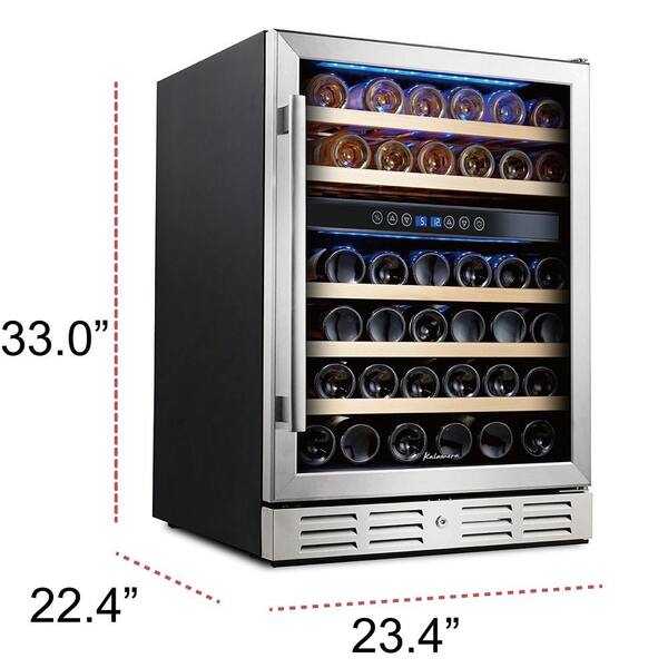 Kalamera 24 In Built In 46 Bottle Dual Zone Wine Refrigerator With Temperature Memory Function Krc 46dzb The Home Depot