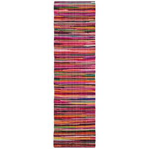 Rag Rug Red/Multi 2 ft. x 7 ft. Distress Striped Runner Rug