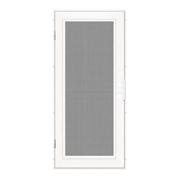 Unique Home Designs 32 in. x 80 in. Full View White Right-Hand Surface Mount Security Door with Meshtec Screen