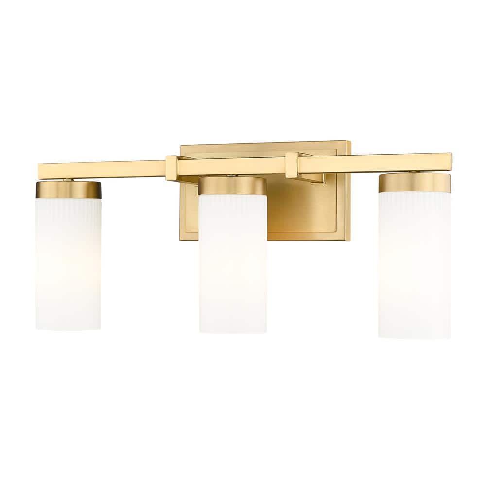 Danica 20.5 in. 3-Light Modern Gold Vanity-Light with White Glass Shade