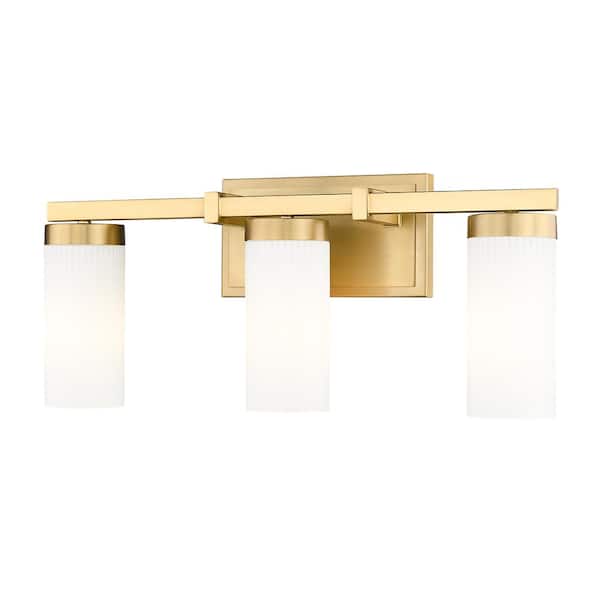 Unbranded Danica 20.5 in. 3-Light Modern Gold Vanity-Light with White Glass Shade