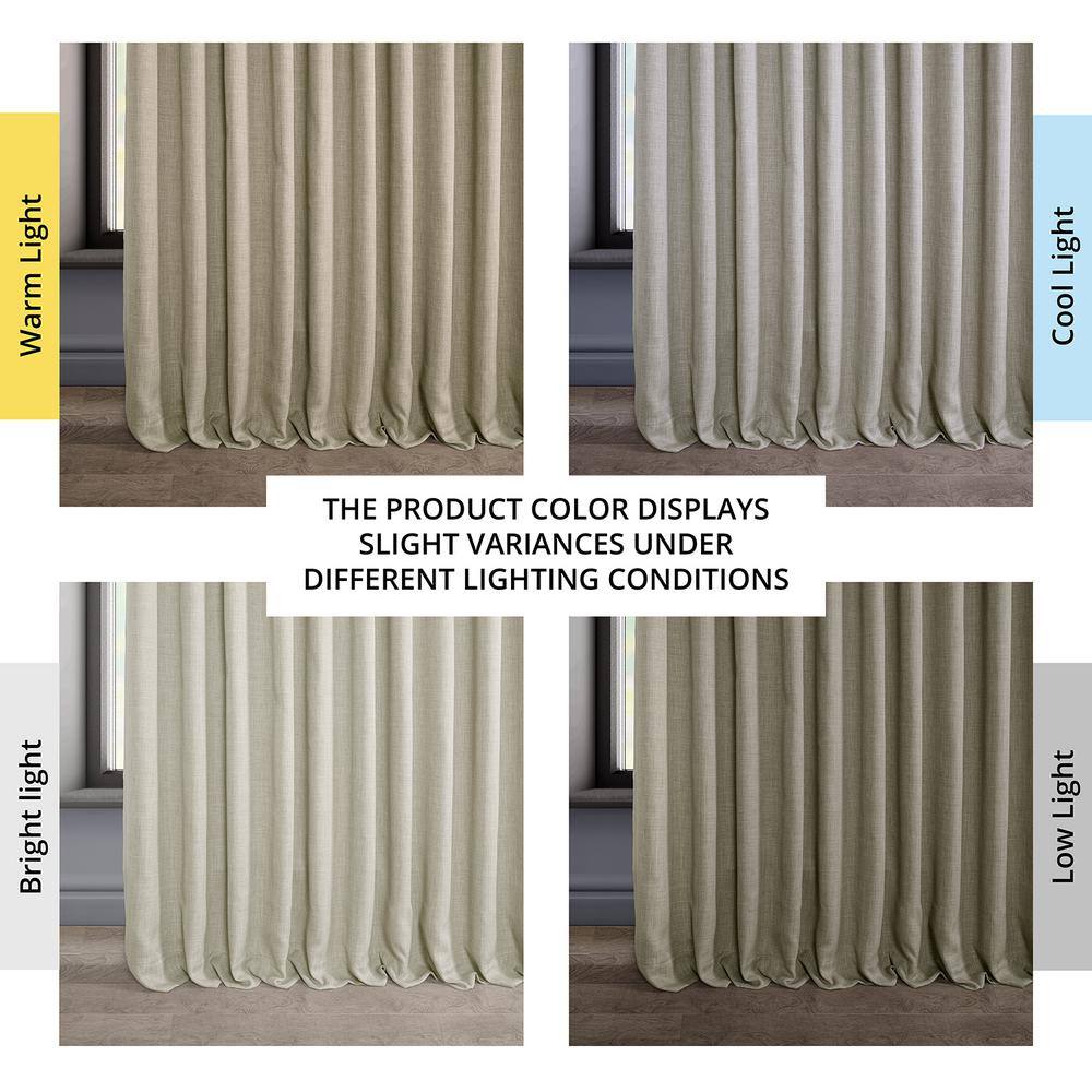 Oatmeal Beige Faux Linen Extra Wide Room Darkening Curtain - 100 in. W X 96 in. L (1 Panel)
