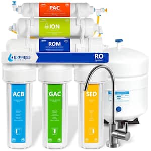 Reverse Osmosis Deionization 6 Stage Water Filtration System - with Faucet and Tank - 100 GPD