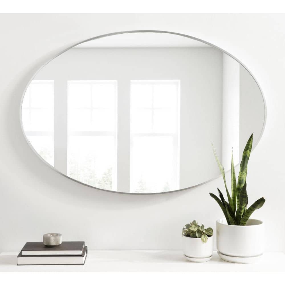 Zayda 24x36 Silver Aluminum Oval Bathroom Mirror