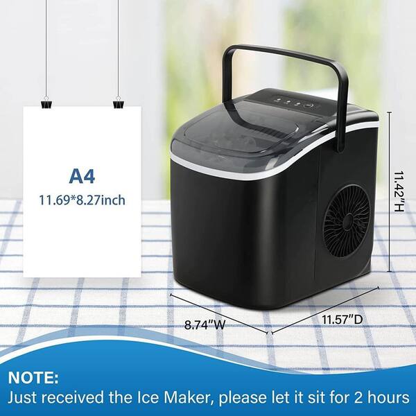Auseo Portable Ice Maker Countertop, 9Pcs/8Mins, 26lbs/24H, Self