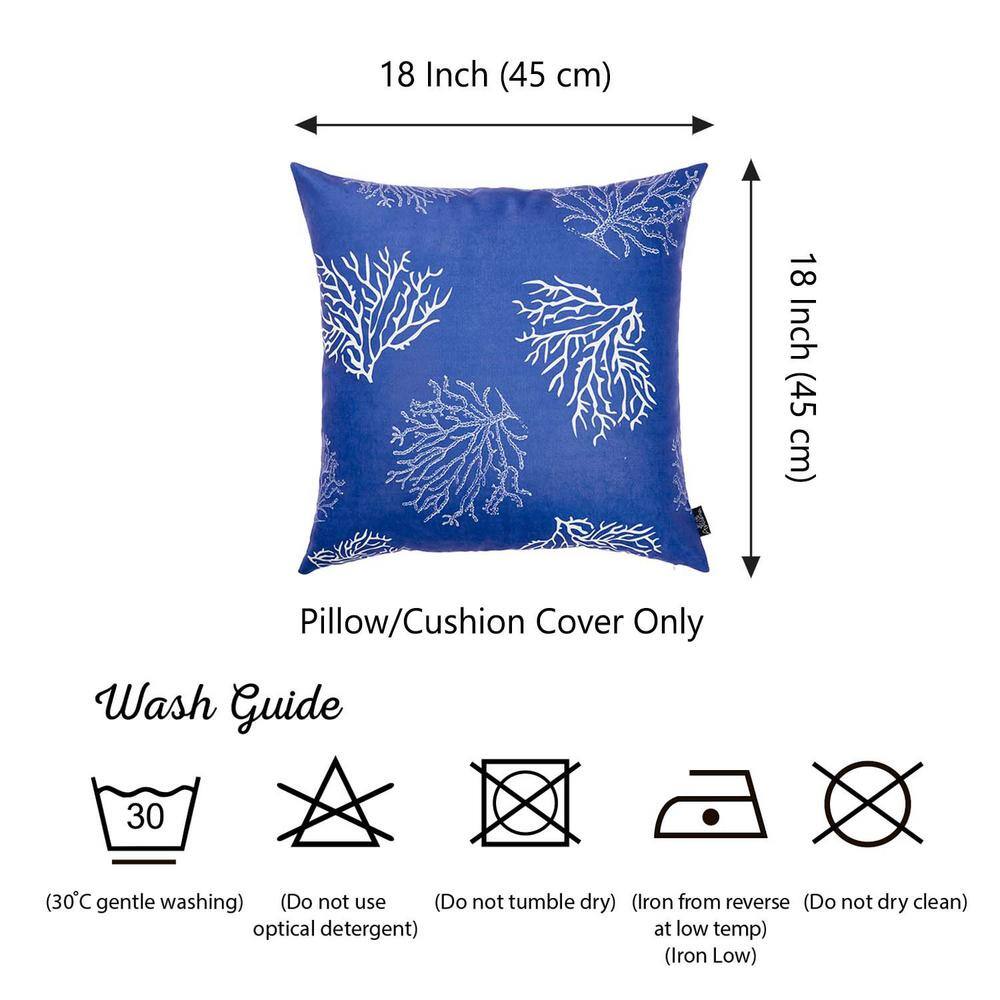 Blue and White Coastal Reef Polyester Pillow Covers Set of 4