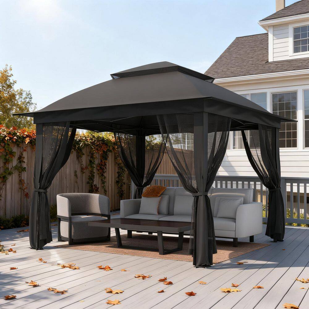 11 ft. x 11 ft. Pro Series Outdoor Instant Canopy Shelter Tent with Mosquito Netting Metal Frame Storage Bag, Black price history on PriceWatchPro