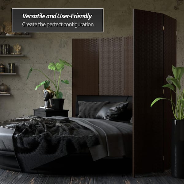 6 ft. Dark Mocha 3-Panel Room Divider