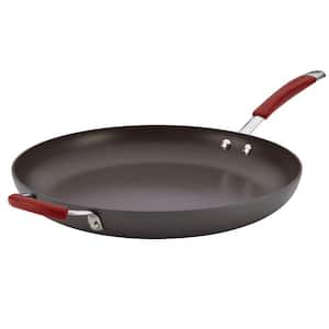 Cucina 14 in. Hard-Anodized Aluminum Nonstick Skillet in Cranberry Red and Gray