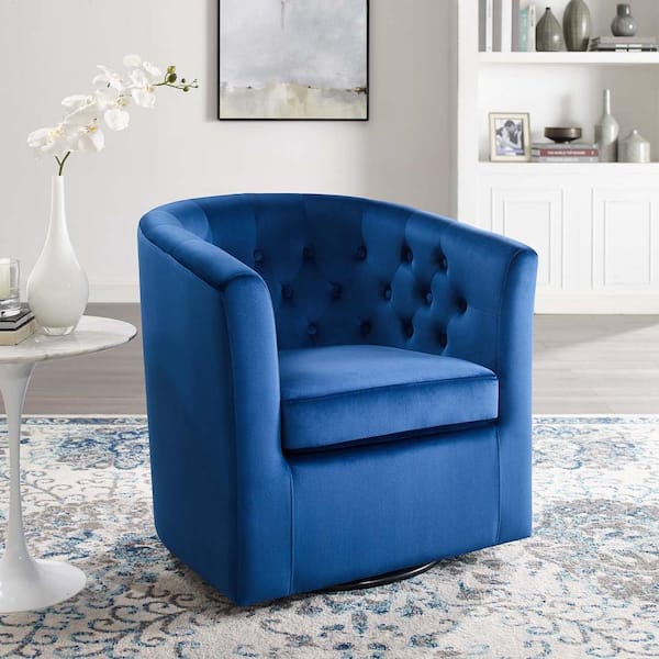 Prospect Navy Tufted Performance Velvet Swivel Armchair