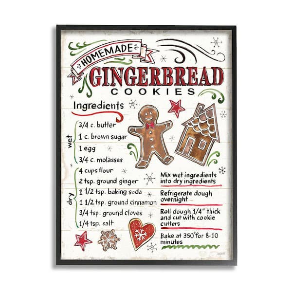 Stupell Industries Gingerbread Cookies Cooking Instructions By Anne Tavoletti Framed Print Abstract Texturized Art 16 in. x 20 in.