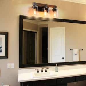 18.5 in. 3-Light Bathroom Vanity Lights Lighting Fixtures Over Mirror with Clear Glass Shade, E26, No Bulbs Included