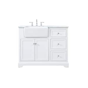 Simply Living 42 in. W x 22 in. D x 34.75 in. H Bath Vanity in White with Carrara White Marble Top