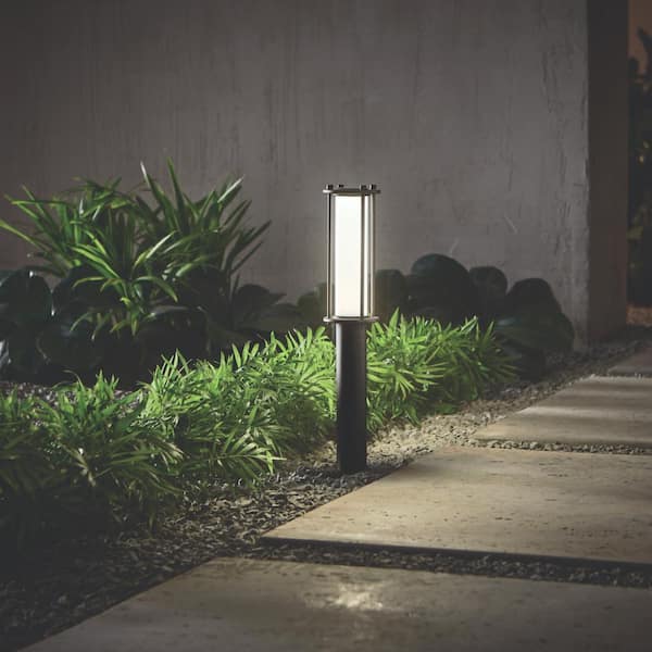 100 Lumen Low Voltage Antique Brass Integrated LED Outdoor Landscape Bollard Light
