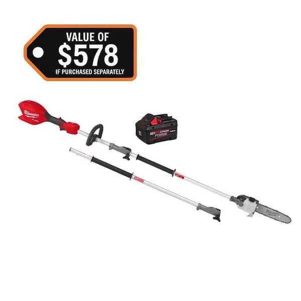 M18 FUEL 18V 10 in. Brushless Cordless Battery Powered QUIK-LOK Pole Saw w/ Attachment Capability, 8.0 Ah FORGE Battery