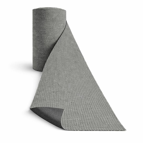 Non-Slip Hallway Runner Rug by The Foot Utility Mat For Home/Office Gray Ribbed, 2.6 ft. x 12 ft.