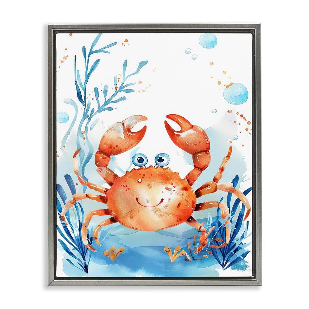 Smiling Crab Underwater by Franklyn Gregory Gray Floater Frame Animal Graphic Art Print 21 in. x 17 in. price history on PriceWatchPro