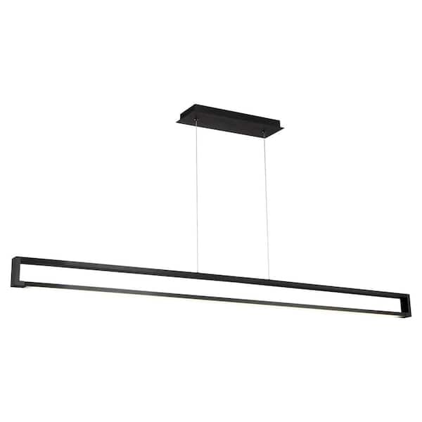 WAC Lighting Lune 63 in. 23-Watt 1-Light Black Island Integrated LED Pendant Light with Glass Shade