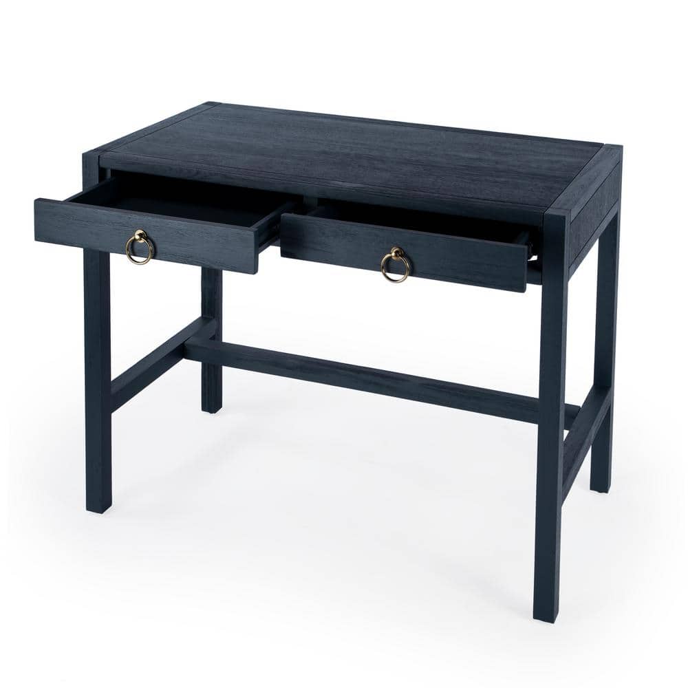 Elin 116'' Navy Minimalist Wood Writing Desk with Drawers